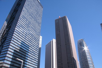 Fototapeta na wymiar 東京副都心、青空と高層ビル群