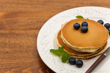 Pancakes with Blueberries. Selective focus.