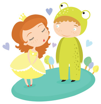 Fairytale Princess Kissing Frog Prince
