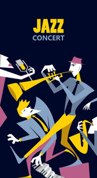 Abstract Jazz Art, Jazz Band Event Poster (Vector Art)