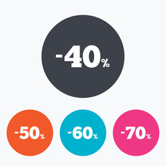 Sale discount icons. Special offer price signs.