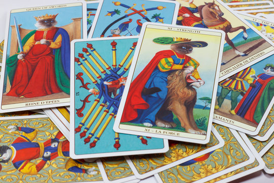 Tarot cards with white background