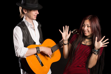 Obraz premium Young musicians perform song