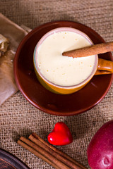  a cup of coffee  and heart. The atmosphere for a cozy romantic evening. Valentine's day.