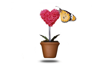  flower shaped heart and butterfly