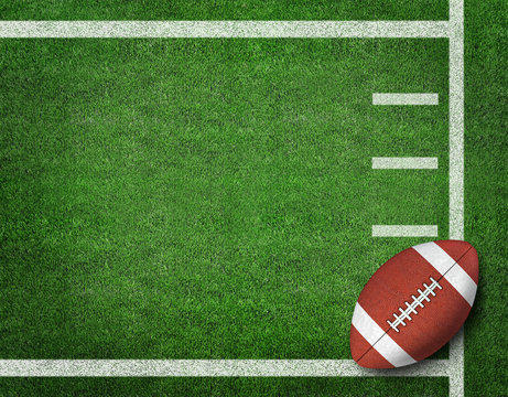 American Football with Yard Line on American Football Field