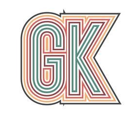 GK Retro Logo with Outline. suitable for new company.