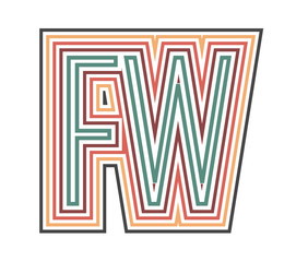 FW Retro Logo with Outline. suitable for new company.