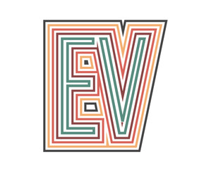 Fototapeta premium EV Retro Logo with Outline. suitable for new company.