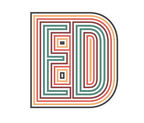 ED Retro Logo with Outline. suitable for new company.