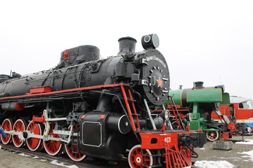 Fototapeta na wymiar Old locomotive in Brest 
