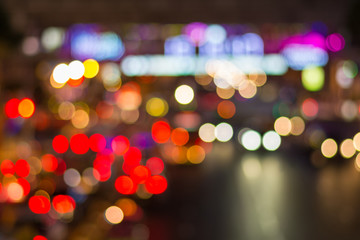 Abstract blur bokeh background ,The Road City night .bangkok tha