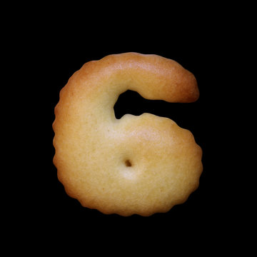 number 6 from Bread isolated on black background
