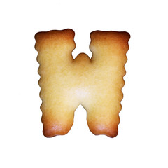 Bread sample letter m on white background.