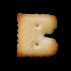 Bread sample letter B on black background.