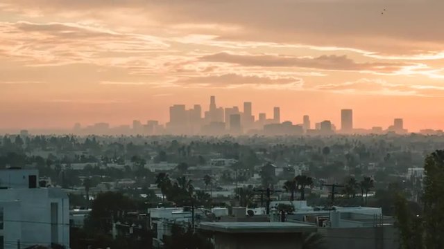 Timelapse of the sunrise in Los Angeles, California