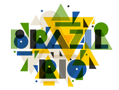 Brazil and Rio in abstract geometric style. Design for print on t-shirts, tourist brochure, advertising banner