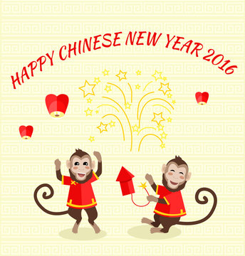New Year Background with Monkey