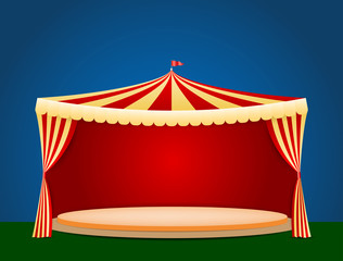 Circus tent with blank podium for your object or text
