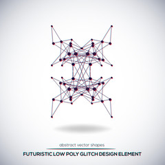 Abstract vector polygonal futuristic shapes. Glitch design.