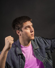 Close-up of a man screaming in agony.