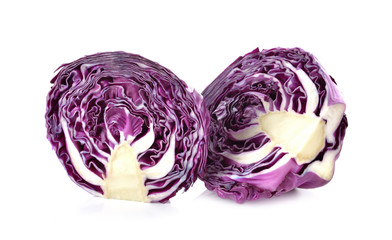 Fototapeta premium half cut fresh red cabbage on white background