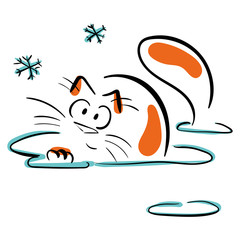 Fototapeta premium Cat in snow