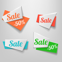 Design shape Origami vector banner. Sale