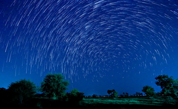 Beautiful star trail image during the night