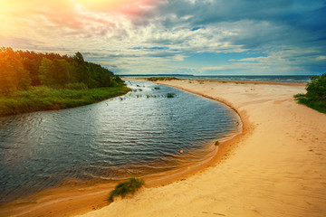River delta on the sea coast, Latvia