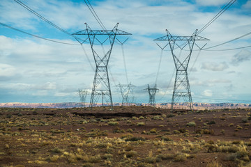 Pylon high voltage power lines , USA