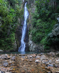 Fototapeta premium Tropical rainforest waterfall in Thailand