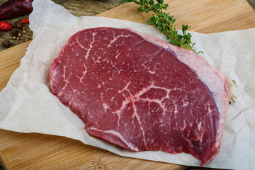 Raw beef steak