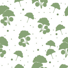 Seamless pattern branches and leaves of ginkgo biloba.