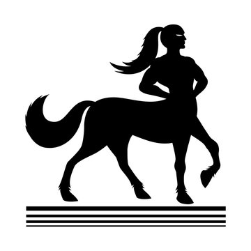 Strong centaur in majestic pose on a white background