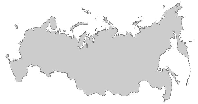 Karte von Russland - Grau (einzeln)