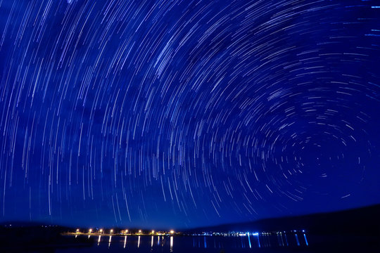 Beautiful star trail image during the night