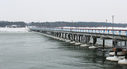 Palanga bridge in winter 