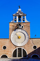 Venice the big clock of the Saint Giacomo of Rialto church in ve
