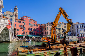 construction site by the sea for the repair of a venice italy