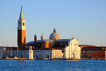 Fototapeta na wymiar San Giorgio Maggiore church in the background in beautiful eveni