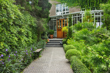 Pathway in English garden style.