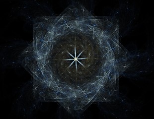 Abstract design of white powder cloud against dark background