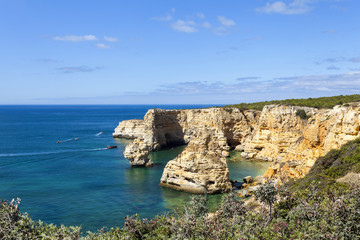 Fototapeta na wymiar Cliffs at the beach praia da Marinha, Lagoa, Algarve
