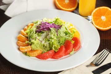 Fruit salad with orange and grape