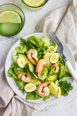 fresh avocado and shrimps salad,