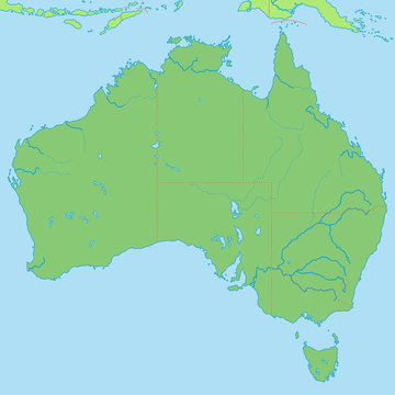 Australien mit Bundesstaaten in Grün - Vektor
