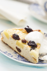 Cottage cheese bake with pineapple and dried fruits