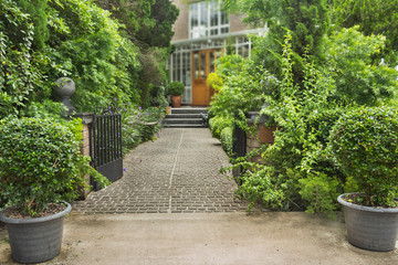 Pathway in English garden style.