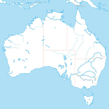 Australien mit Bundesstaaten in Weiß - Vektor